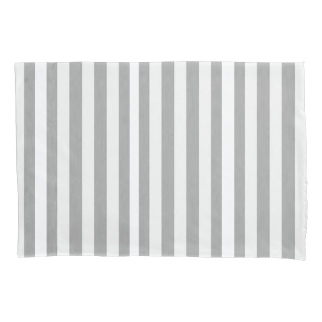 Pillow Case Stripe White and Gray (Front)