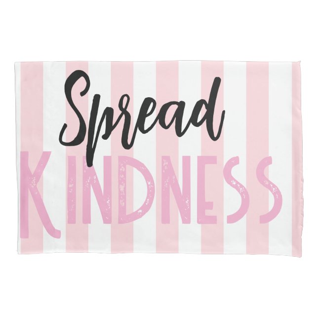 Pillow Case Stripe White and Pink Spread Kindness (Front)