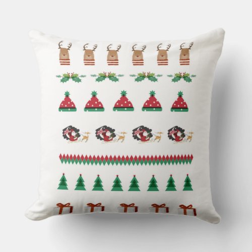 Pillow Christmas Tree Santa Reindeer Red Green