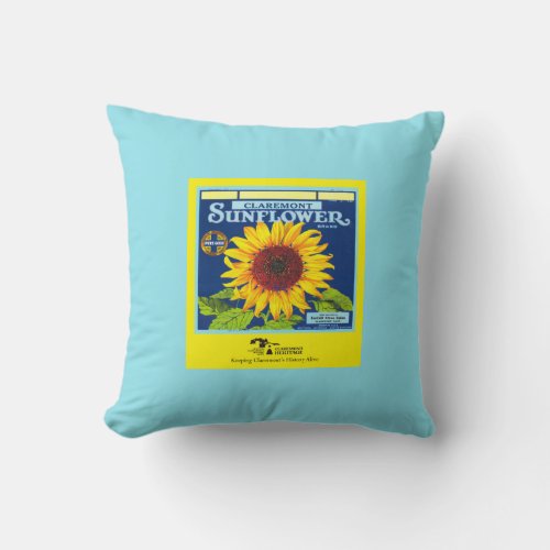 Pillow Claremont CA Sunflower fruit crate label