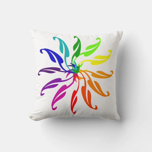 Pillow - Color Wheel Leaves on White (Front)