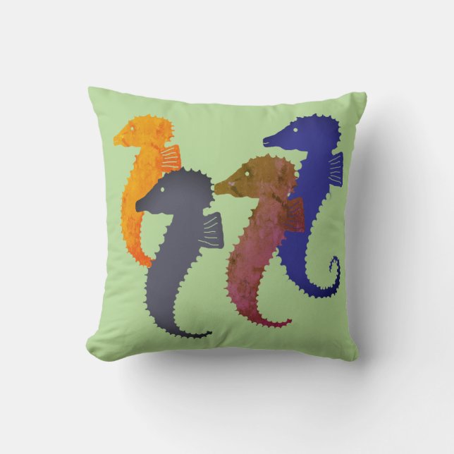 Pillow - Colorful Sea Horses (Front)