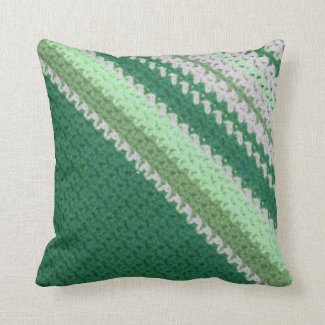 Pillow - Crochet in green Stripes (diagonal)