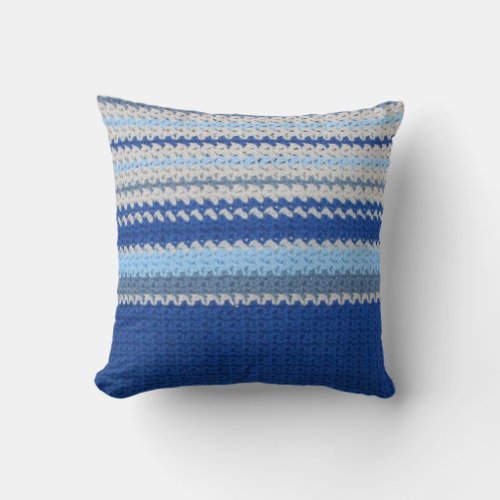 Pillow _ Crochet pattern _ blue stripes