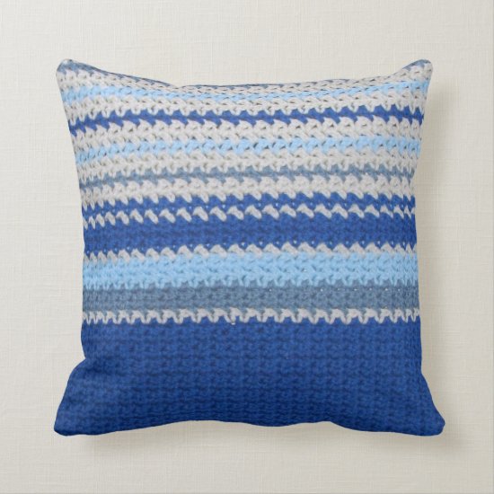 Pillow - Crochet pattern - blue stripes
