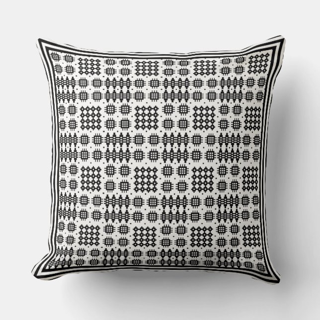 Pillow, Cushion Welsh Tapestry Pattern Black (Front)