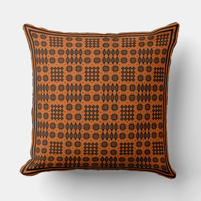 Pillow, Cushion Welsh Tapestry Pattern, Brick Red (Front)