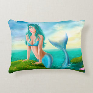 PILLOW Fantasy beautiful young woman mermaid