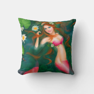 Pillow Fantasy red mermaid