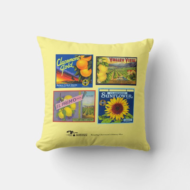 Pillow - Fruit Crate Labels - Claremont CA (Front)