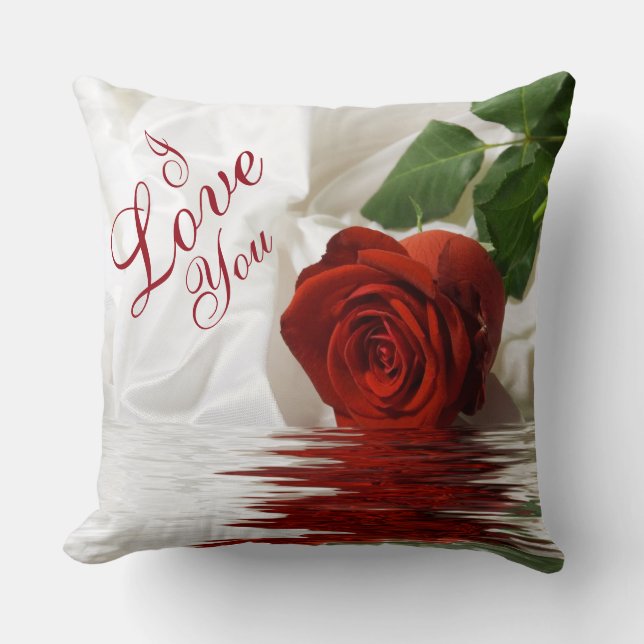 Pillow Grade A Cotton Throw Pillow/Red Rose (Front)
