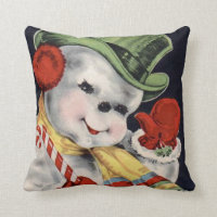 Pillow Hats off to you, Vintage Holiday Snowman