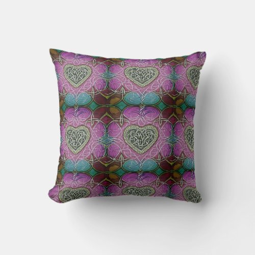 Pillow Heart and Flowers Abstract Pattern