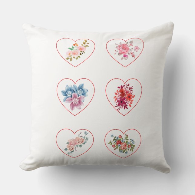 Pillow Hearts with flowers (Front)