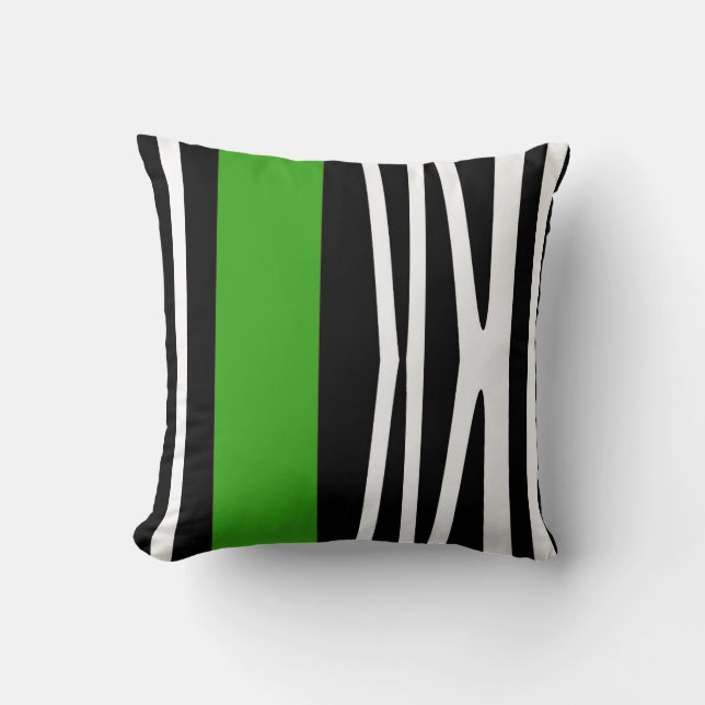 Pillow in modern abstract style, black & green (Front)