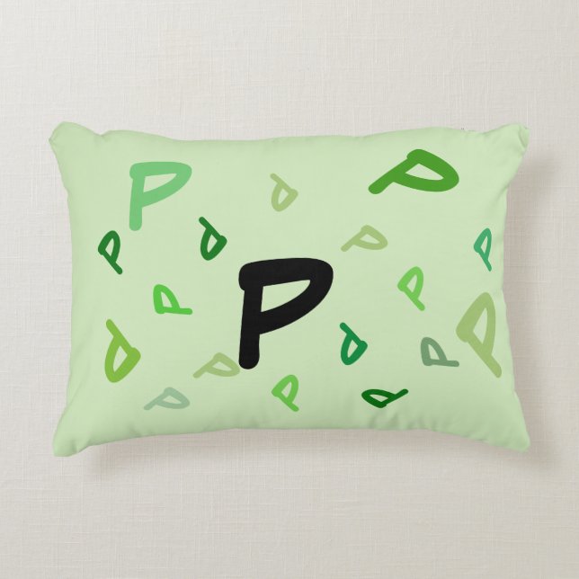 Pillow - Jumbled Letters in Green (Front)