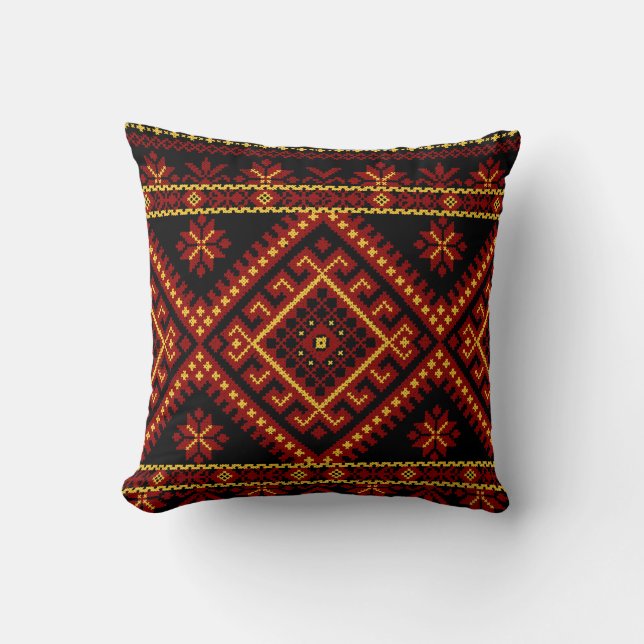 Pillow Large Ukrainian Cross Stitch Embroidery (Front)