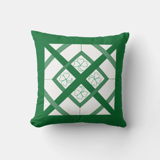 Pillow - Leaded Glass Look Shamrock (Front)