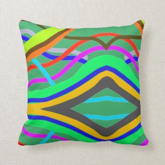 Pillow, lines, green throw pillow