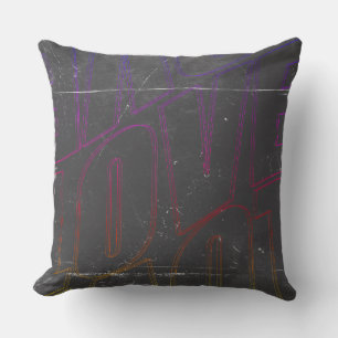 Pillow LOVE Graffiti Neon Dark Throw Modern