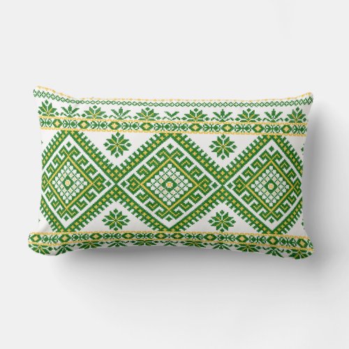 Pillow Lumbar 13 x 21 inches Green Embroidery