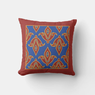 Pillow, Maroon, Blue, Gold, Fleur de Lys Pattern Throw Pillow