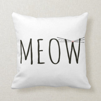 Pillow, Meow Design in White Throw Pillow