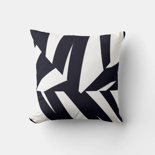 pillow modern bold black and white stripe design (Front)