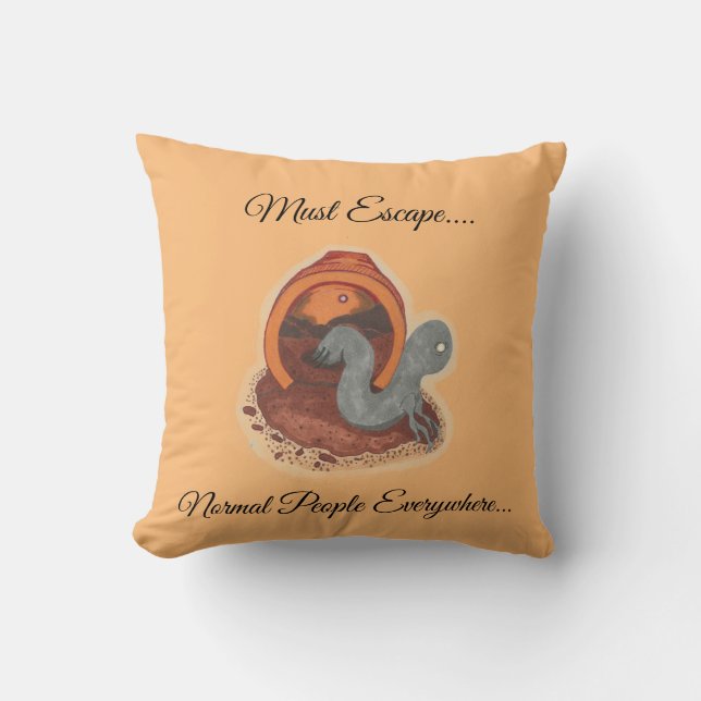 Pillow- must Escape- Potted creature Throw Pillow (Front)