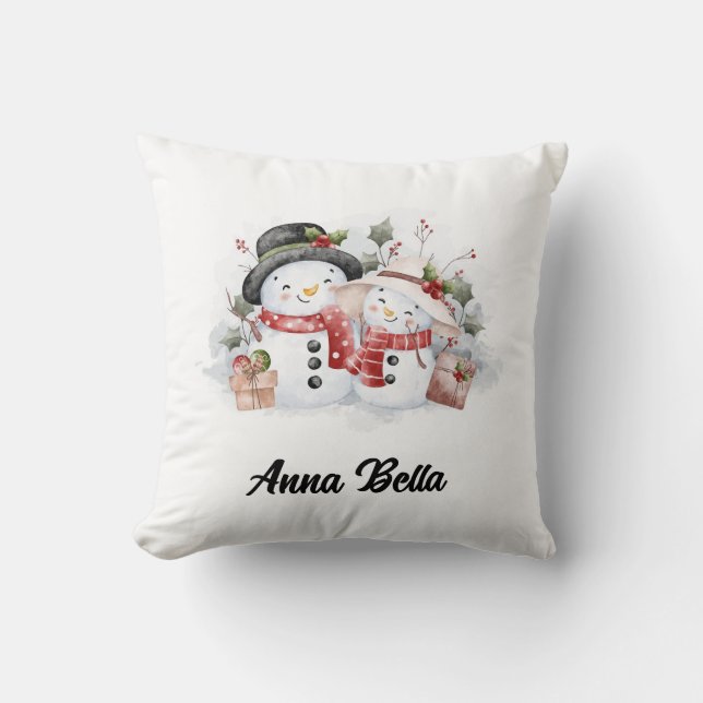 Pillow | Personalized Snowman Couple (Front)