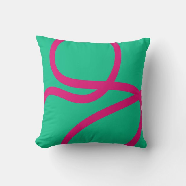 Pillow - Pink Lines on Green (Front)