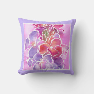 Pillow, Pink, Mauve, Blue Wallflowers Throw Pillow
