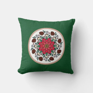 Pillow Poinsettia & Pinecones Mandala