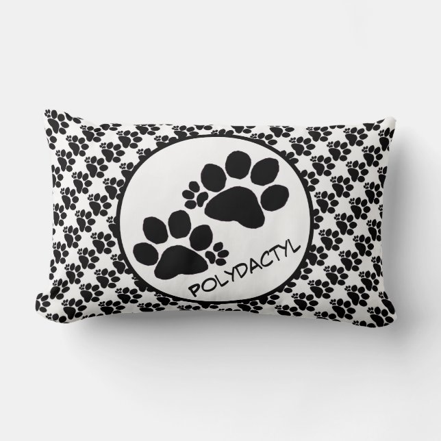 Pillow - Polydactyl Paw Prints and Pet Name (Front)