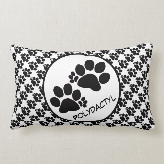 Pillow - Polydactyl Paw Prints and Pet Name