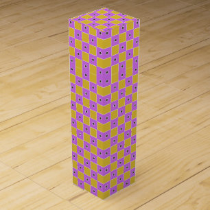 Pillow PP 48: 1 of 3 Checkered Pink Yellow Wine Box