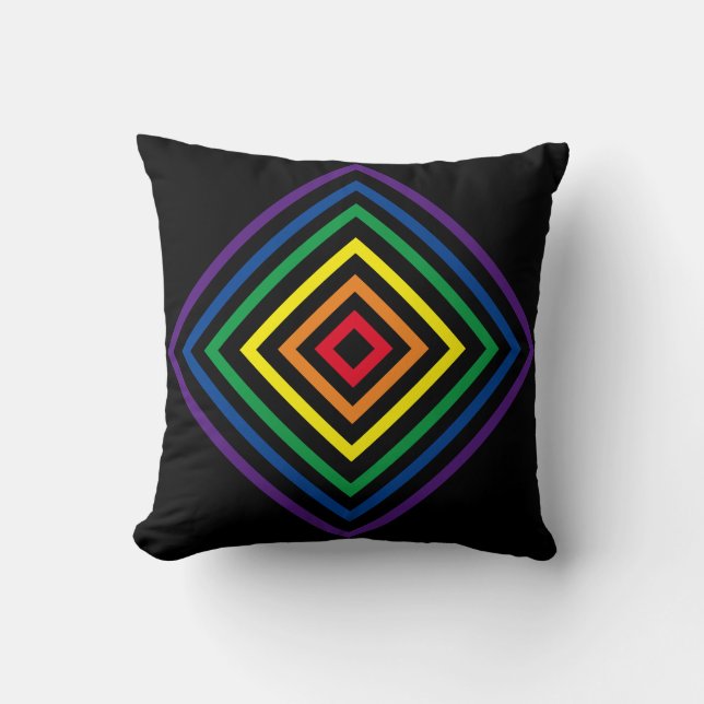 Pillow - Rainbow Colored Diamond Shapes (Front)