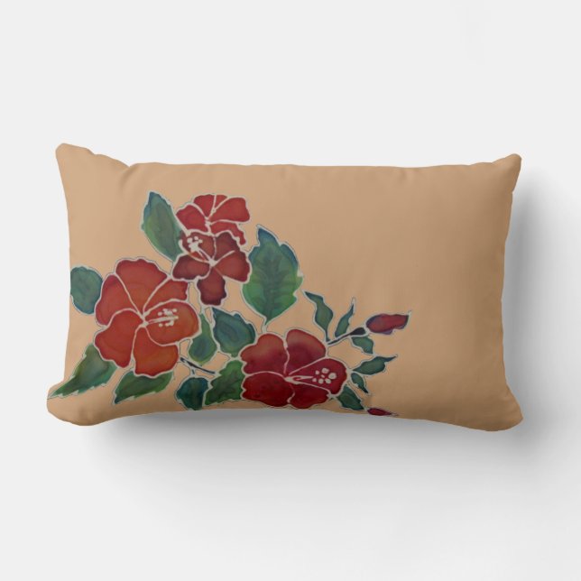 Pillow - Red Hibiscus Flowers (Front)
