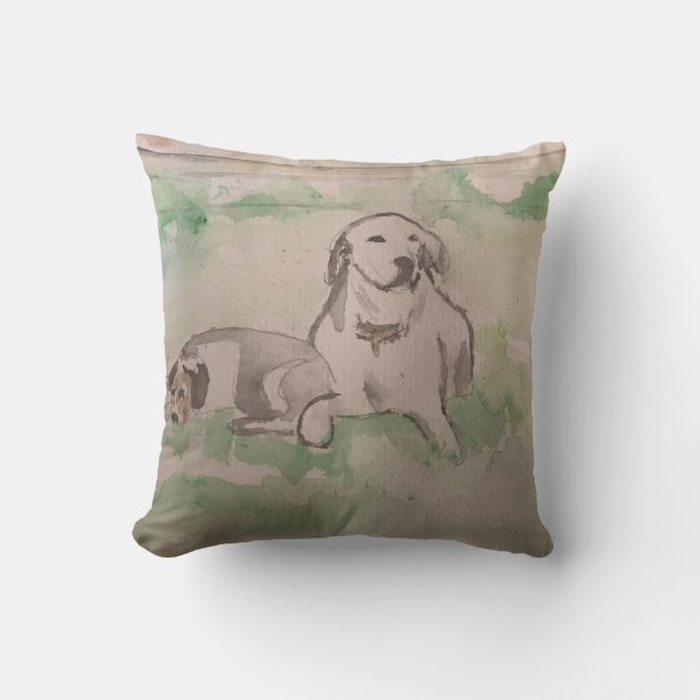 Pillow, retriever and hound puppy throw pillow (Front)