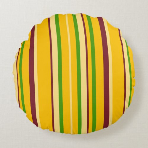Pillow Round Polyester Yellow_Green Stripes