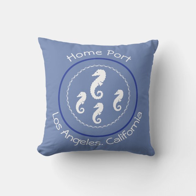 Pillow - Sea Horses and Home Port (Front)