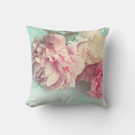 pillow shabby chic pink peonies | Zazzle.com