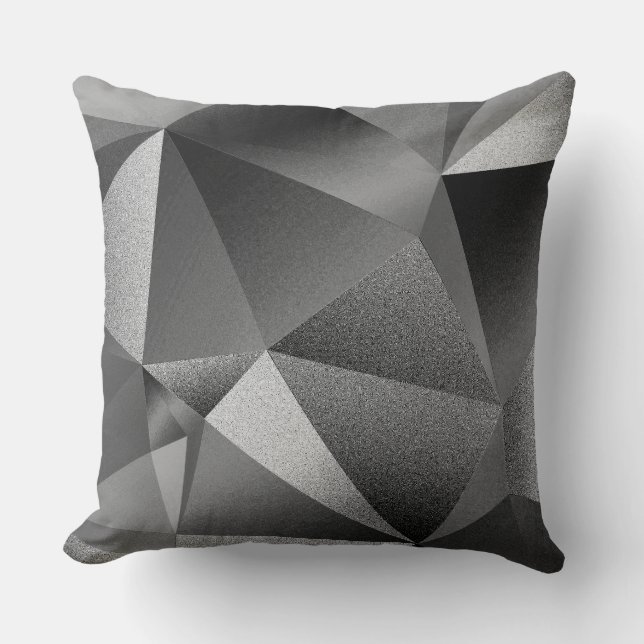 Pillow Silver Faceted Geometric Diamond Throw (Front)