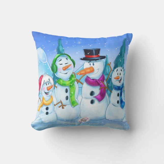Pillow snow family snowmen (Front)