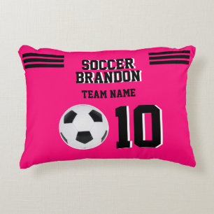 Pillow soccer football personalized fuchia, 