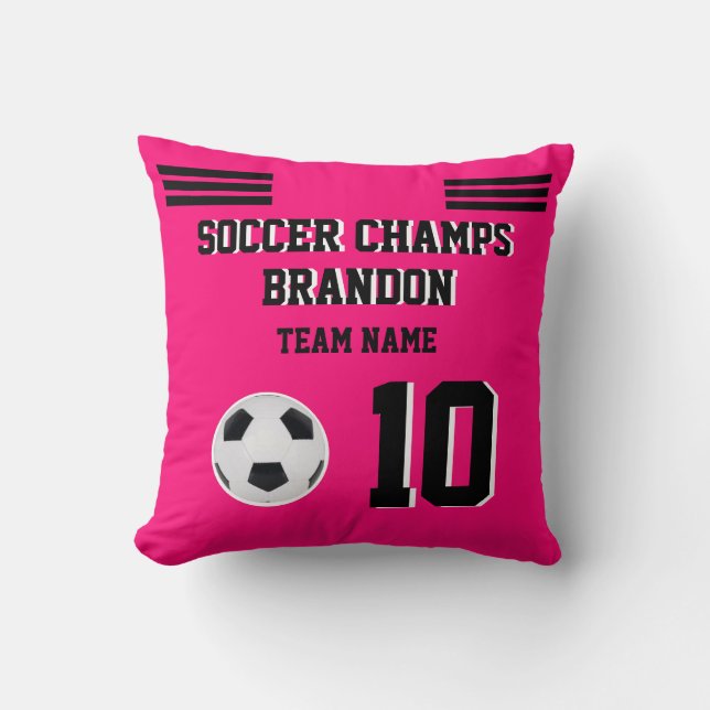 pillow soccer fuchia black personalized sport gol (Front)