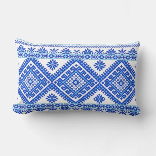 Pillow Ukrainian Cross Stitch Embroidery Blue