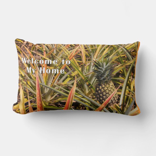 Pillow, Welcome to My Home with Pineapple Lumbar Pillow (Front)