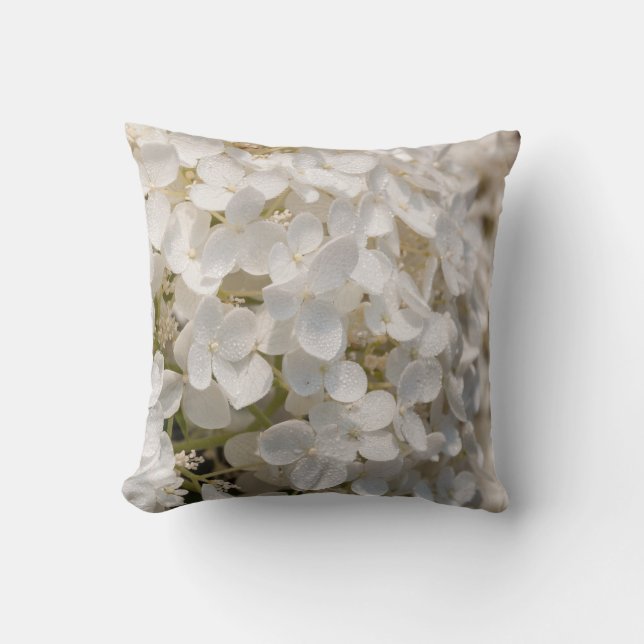 Pillow, white flowers throw pillow (Front)