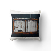 Pillow with abandoned window decoration